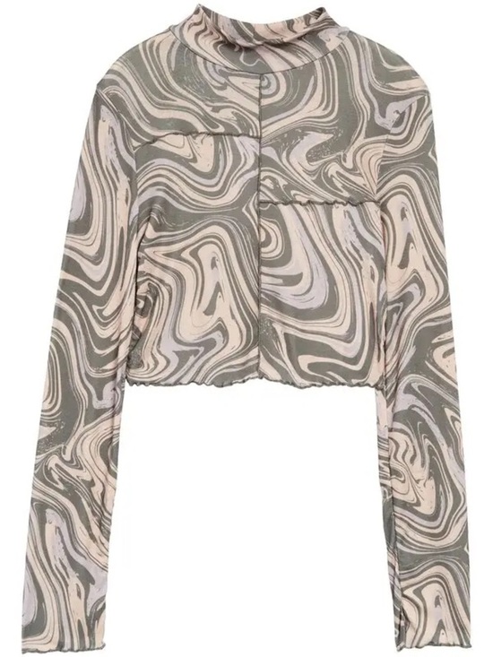 Topshop Tops - Topshop Marble Swirl Long Sleeve Crop Top in Sage and Cream Women’s Size US 4-6